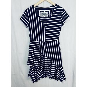 Effie’s Heart Two Piece Striped Skirt Set Women Medium Black White Asymmetrical